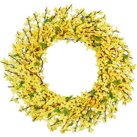 yellow wreaths for front door|artificial forsythia wreath.